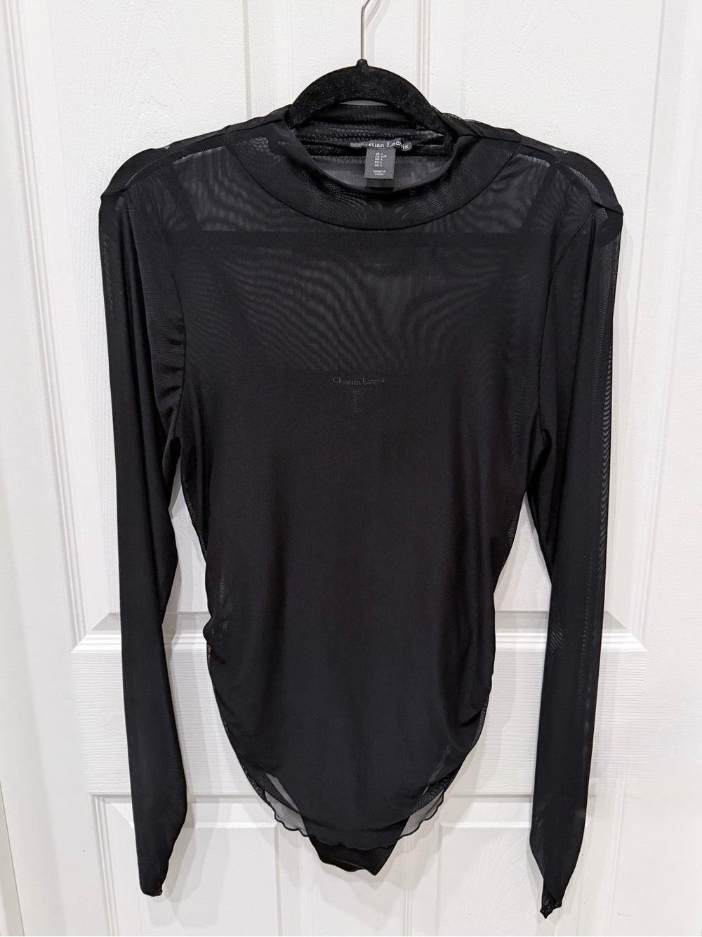 Christian Lacroix 2 Piece Black Mesh Overlay Top & Tank Bodysuit Set Size L